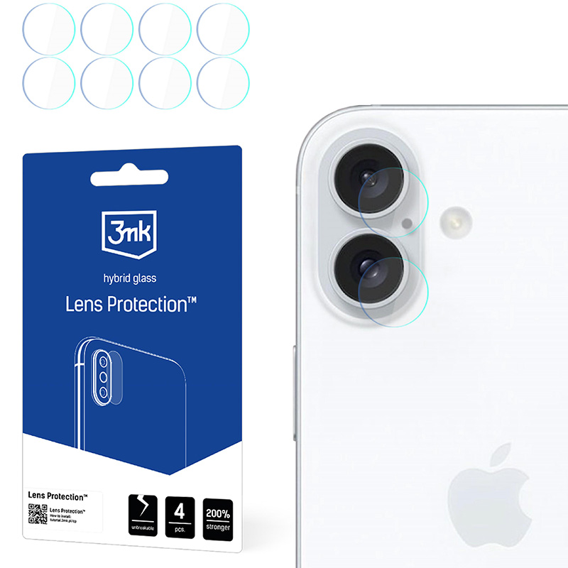 Osłona na aparat 3mk Lens Protection do iPhone 16, 4 zestawy